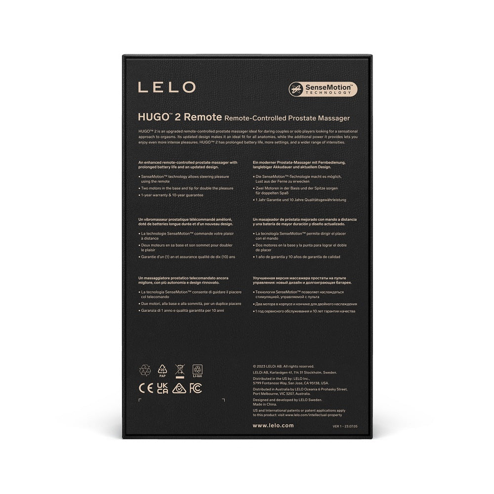 LELO Hugo 2 Remote Controlled Prostate Massager Black | Detail View | "Prostate massager black - detail view"