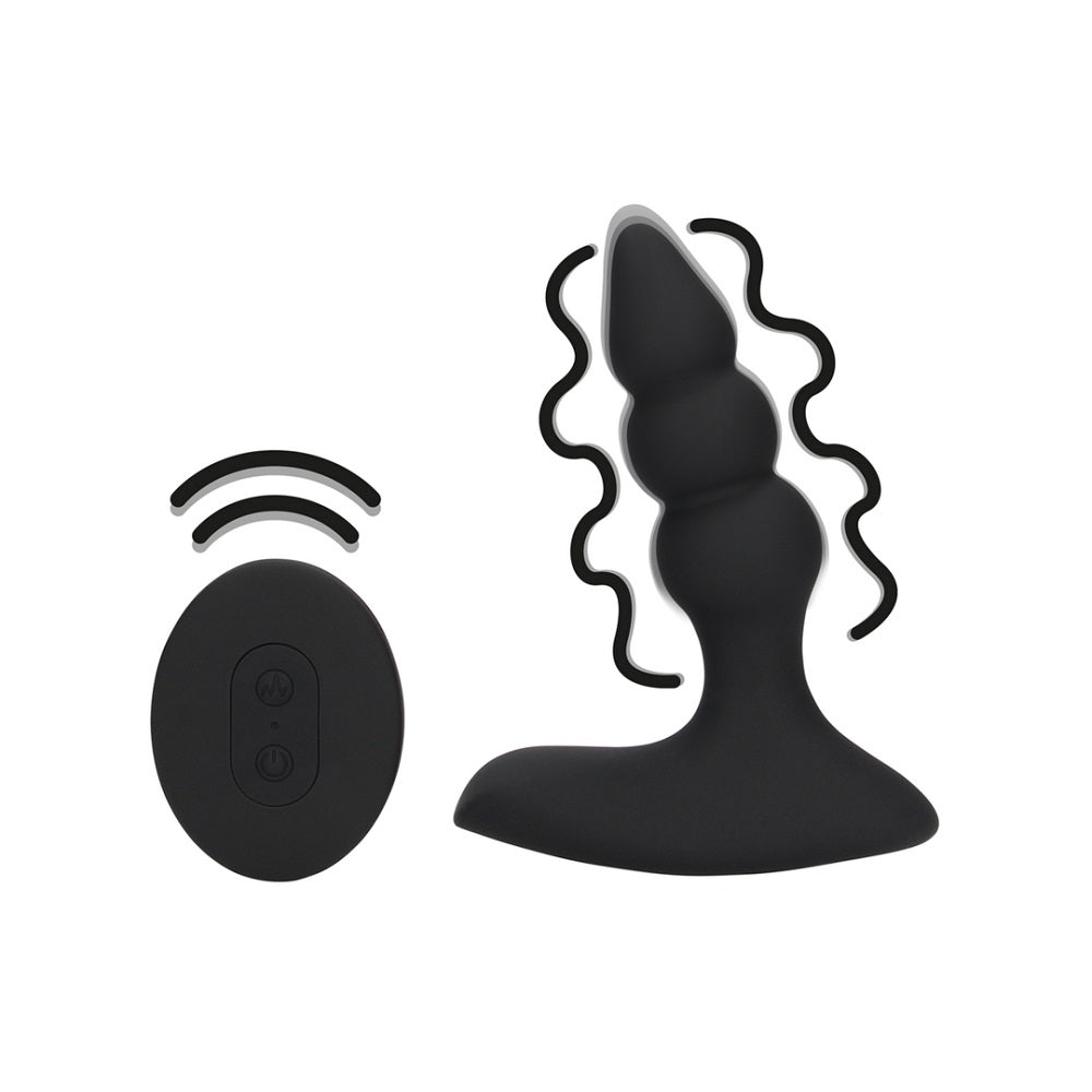 Beaded Vibrating Anal Plug with Remote Control Black | Front View | Premium Design