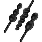 Satisfyer-Booty-Call-Set-Of-3-Black-Anal-Plugs|Front View|"plug set-front view"