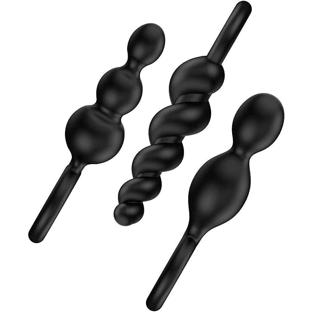 Satisfyer-Booty-Call-Set-Of-3-Black-Anal-Plugs|Front View|"plug set-front view"
