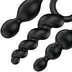 Satisfyer-Booty-Call-Set-Of-3-Black-Anal-Plugs|Side View|"set components-side view"