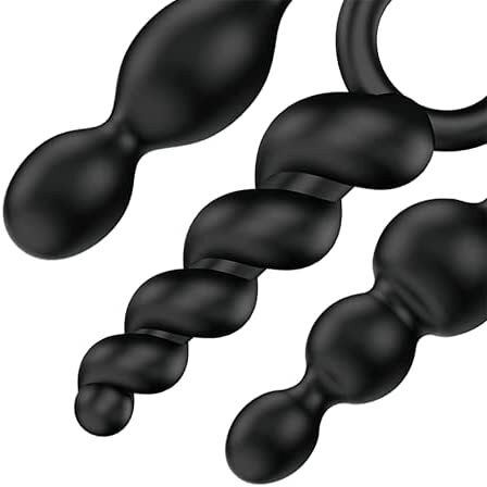 Satisfyer-Booty-Call-Set-Of-3-Black-Anal-Plugs|Side View|"set components-side view"