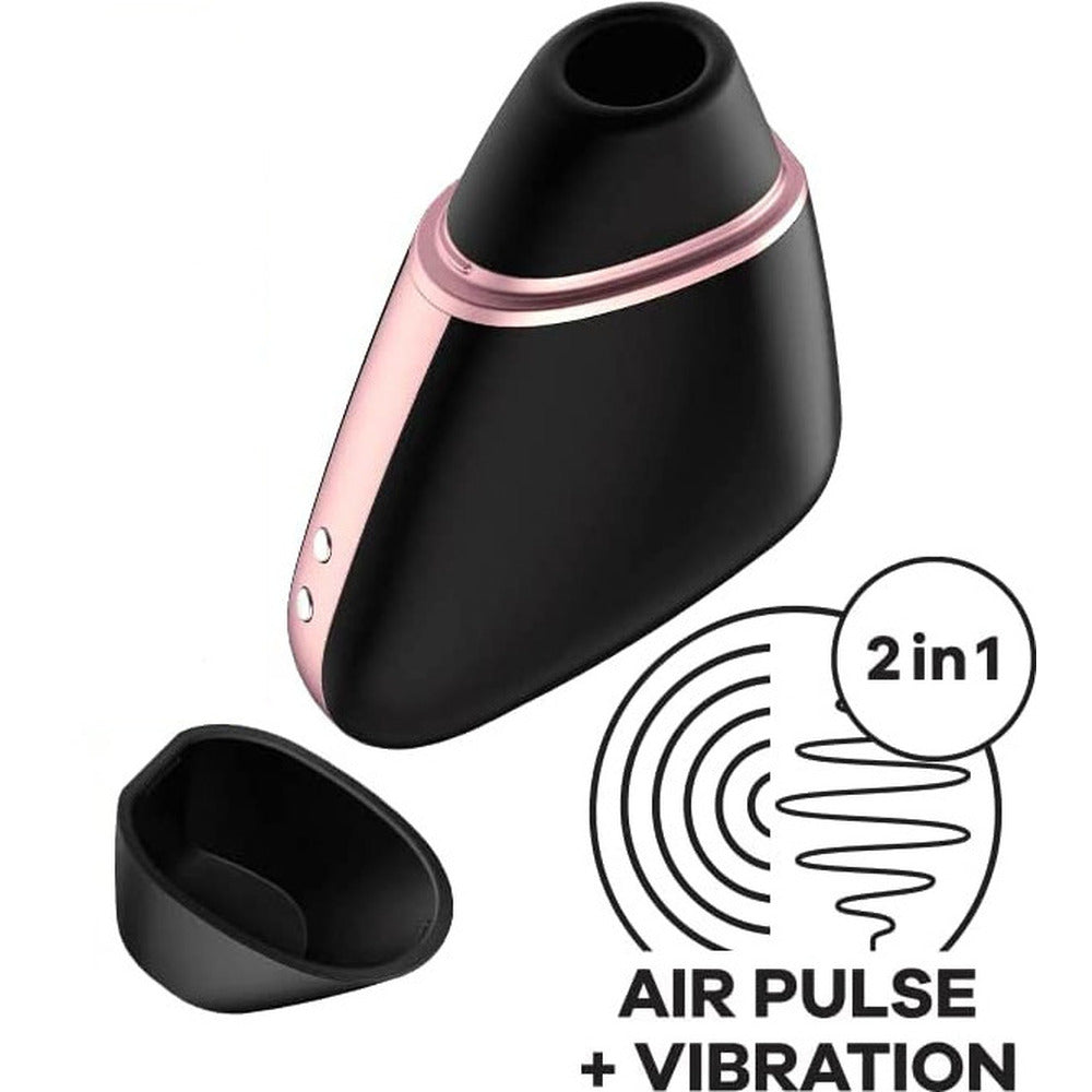 Satisfyer App Enabled Love Triangle Clit Massager Black|Side View|"Premium pleasure device - side view"