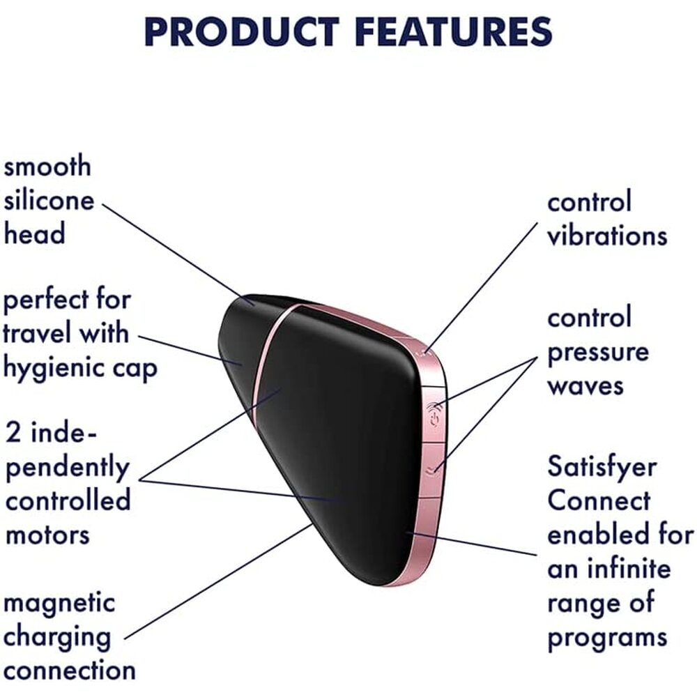 Satisfyer App Enabled Love Triangle Clit Massager Black|Detail View|"App control interface - detail view"