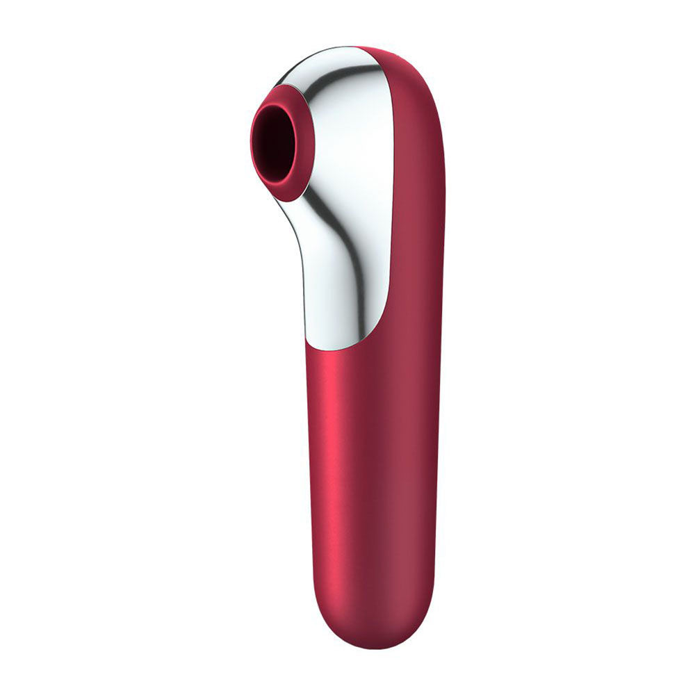 Satisfyer App Enabled Dual Love Clitoral Massager Red|Front View|"Red dual massager - front view"