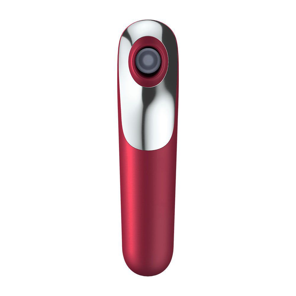 Satisfyer App Enabled Dual Love Clitoral Massager Red|Side View|"Premium pleasure device - side view"