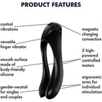 Satisfyer Candy Cane Finger Vibrator Black | Angle | "sleek design features - angle view"