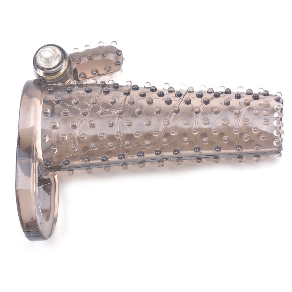 Black Sleeve With Bumps And Bullet Vibrator|Front View|"vibrator design - front view"