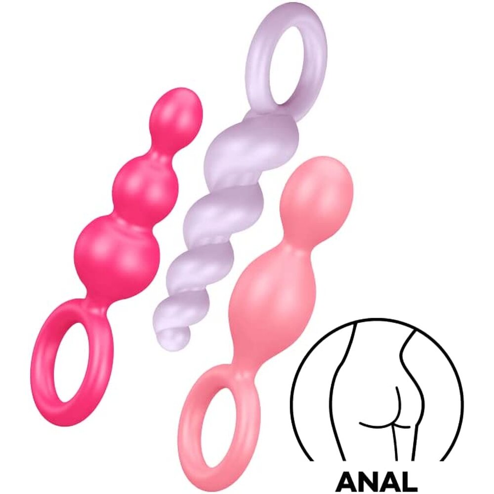 Satisfyer Booty Call Set Of 3 Multicolour Anal Plugs|Side View|"triple plug design-side view"|
