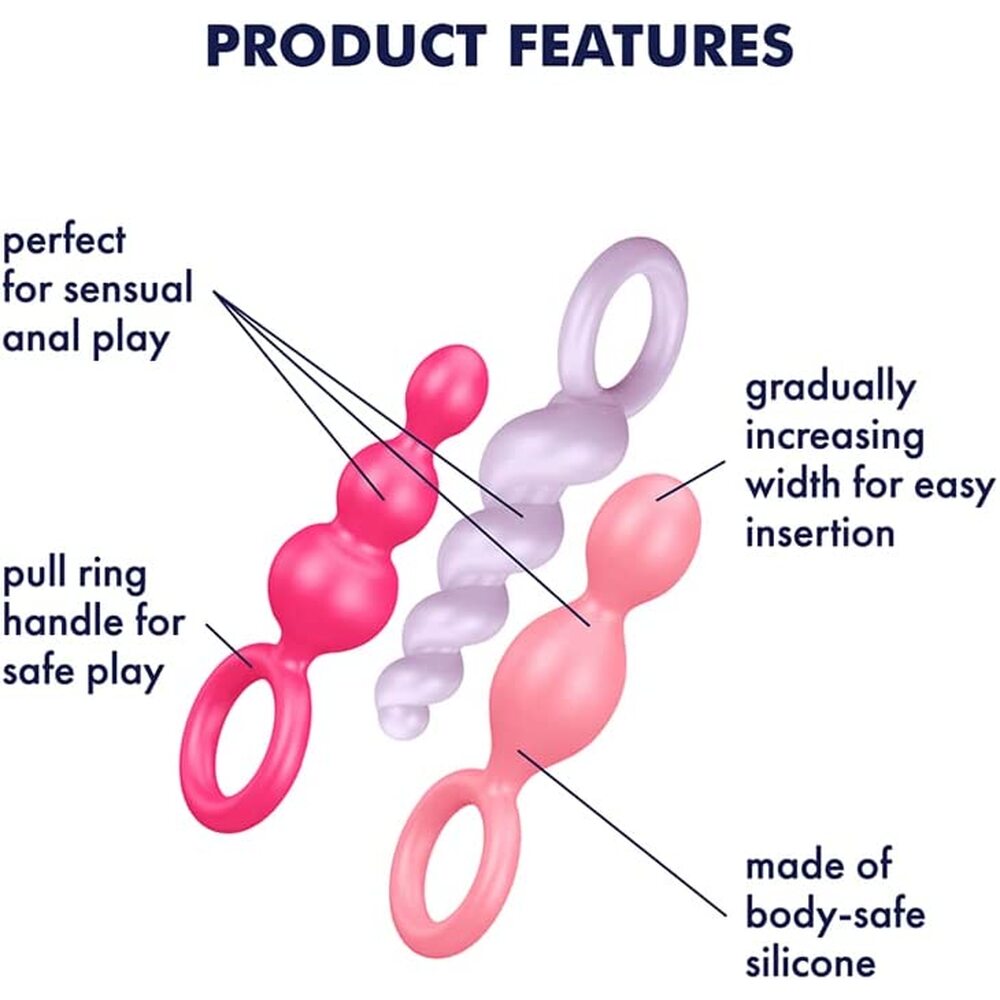 Satisfyer Booty Call Set Of 3 Multicolour Anal Plugs|Detail View|"booty call features-detail view"|