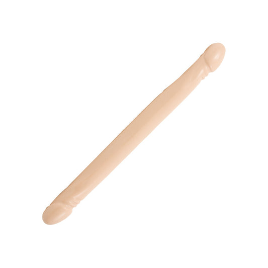 Double Header 18 Inch Smooth Dong Flesh Pink|Front View|"smooth design - front view"