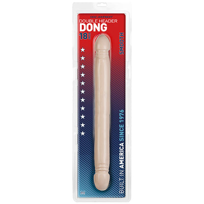 Double Header 18 Inch Smooth Dong Flesh Pink|Side View|"texture detail - side view"