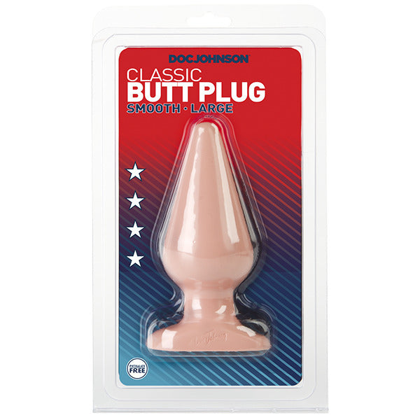 Classic Smooth Butt Plug Large Flesh Pink|Side View|"smooth plug design-side view"|