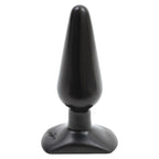 Classic Smooth Butt Plug Medium Black|Front View|"medium black plug-front view"|