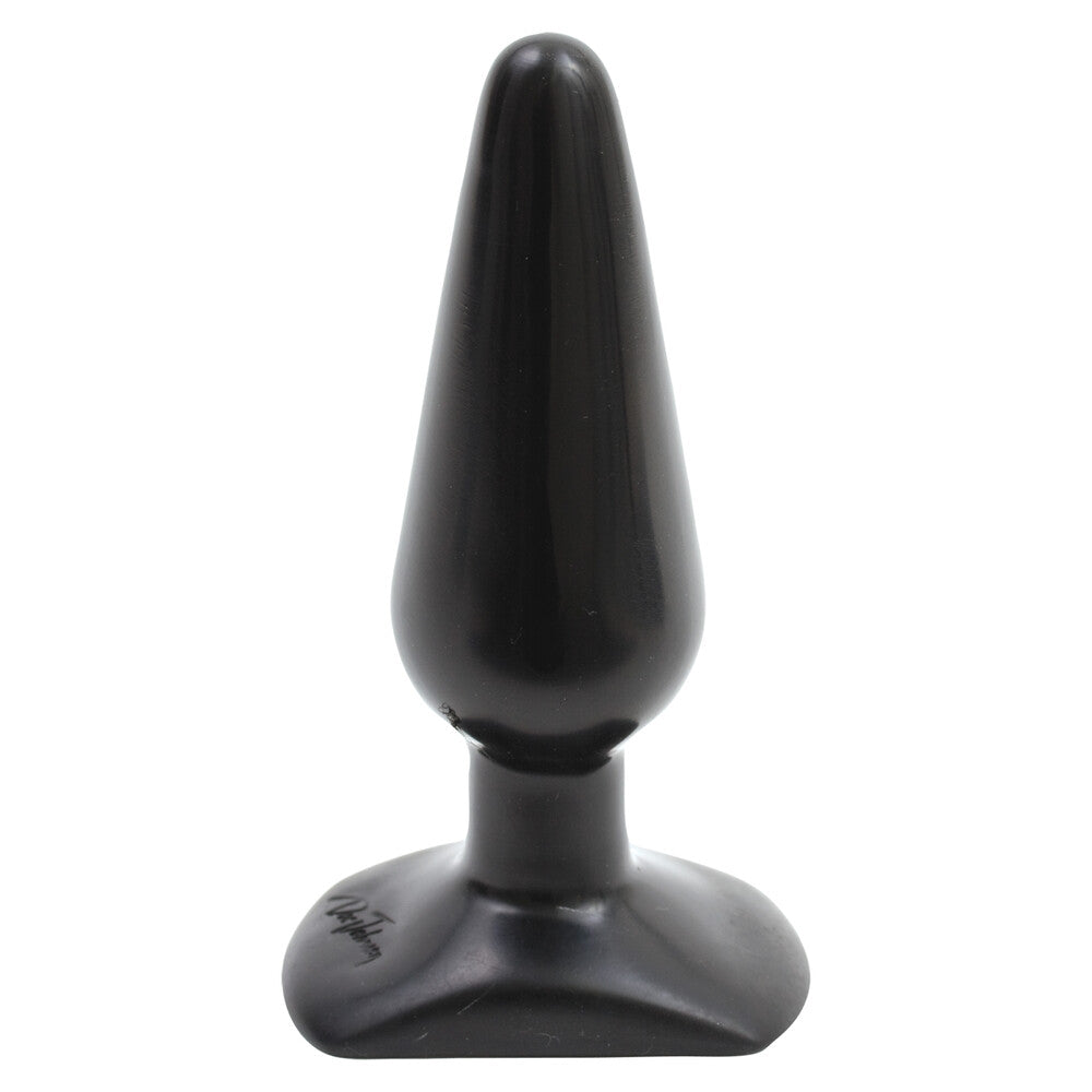 Classic Smooth Butt Plug Medium Black|Front View|"medium black plug-front view"|