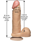 The Realistic Cock 8 Inch Dildo Flesh Pink|Side View|"flesh detail - side view"