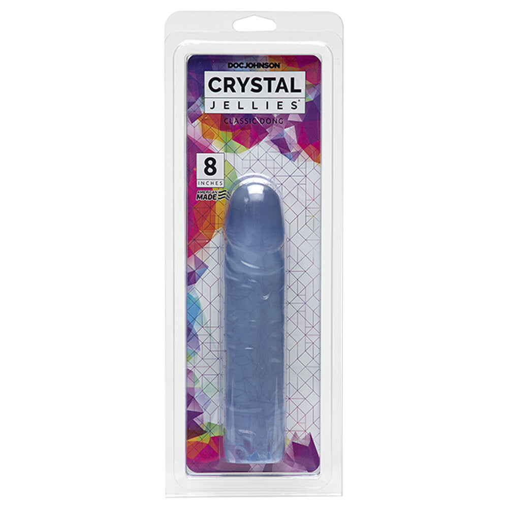 Crystal Jellies 8 Inch Dong Clear|Side View|"clear texture - side view"