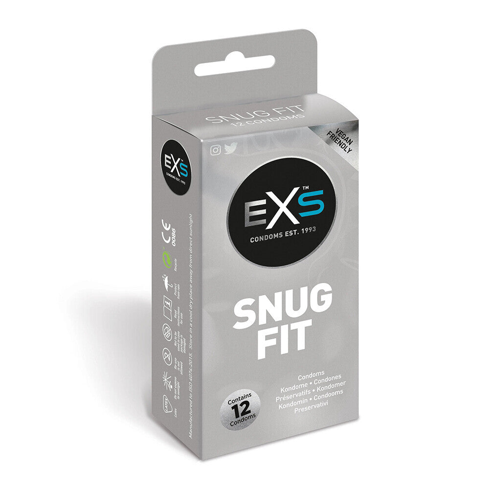 EXS Snug Closer Fitting Condoms 12 Pack|Front View|"condom design-front view"|