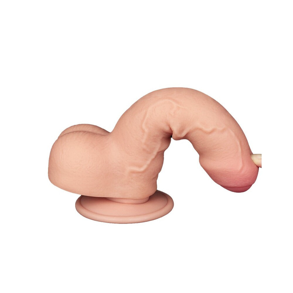 Lovetoy Sliding Easy Bend Skin Dildo 7 Inch|Side View|"texture detail - side view"