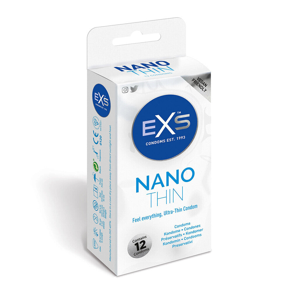 EXS Nano Thin Condoms 12 Pack|Front View|"condom design-front view"|
