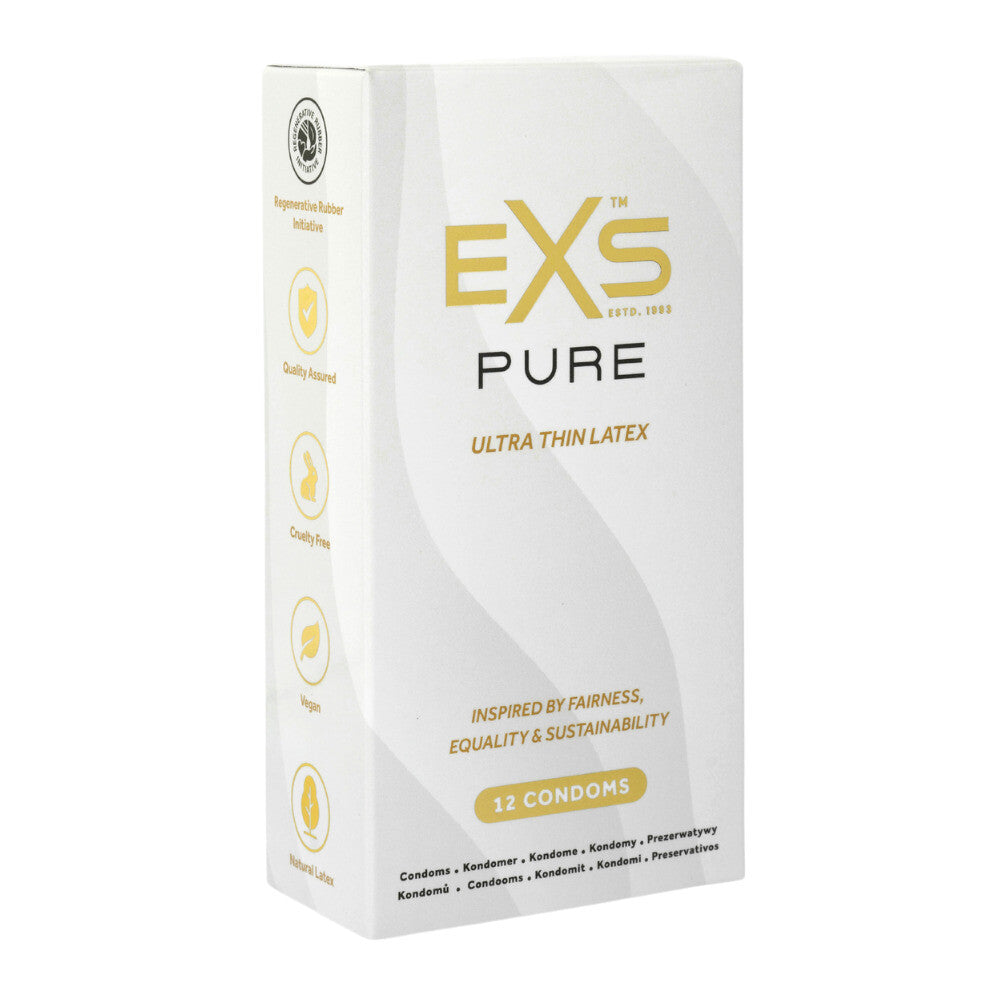 EXS Pur Ultra Thin Latex Condoms 12 Pack|Front View|"condom design-front view"|