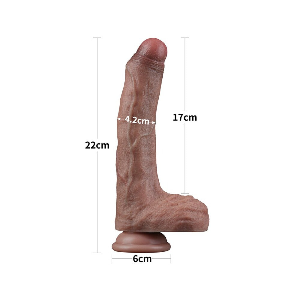 Lovetoy Dual Layered Silicone Dildo 8.5 Inches|Detail View|"surface detail - detail view"