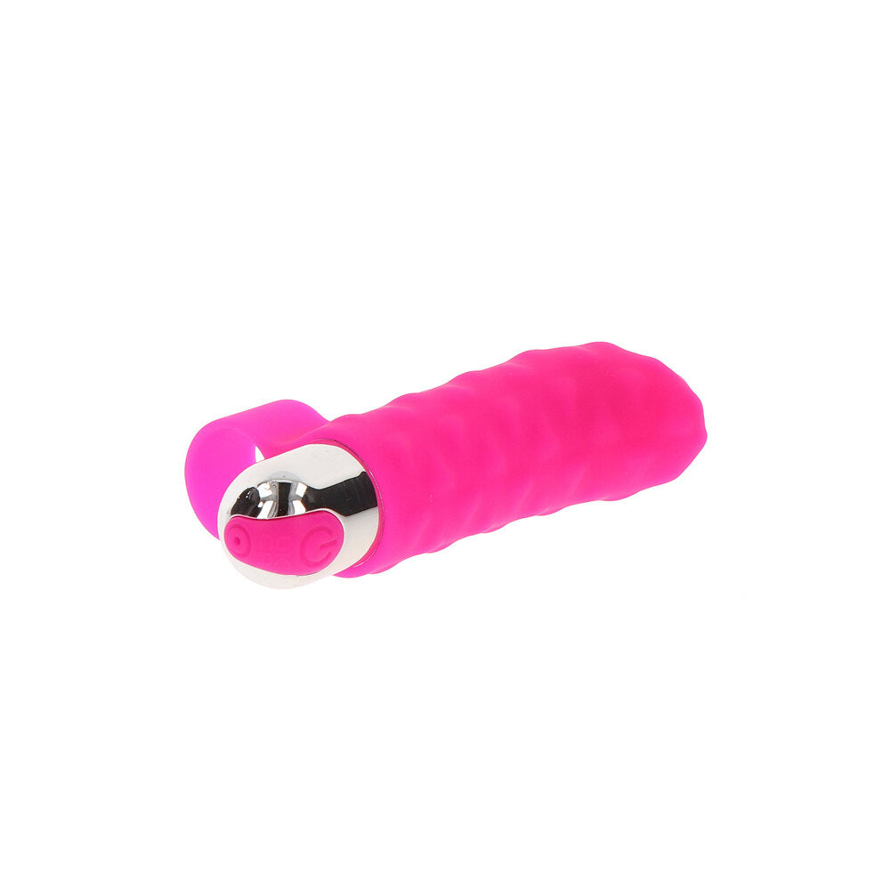 ToyJoy Tickle Pleaser Rechargeable Finger Vibe | Angle | "flexible tip design - angle view"