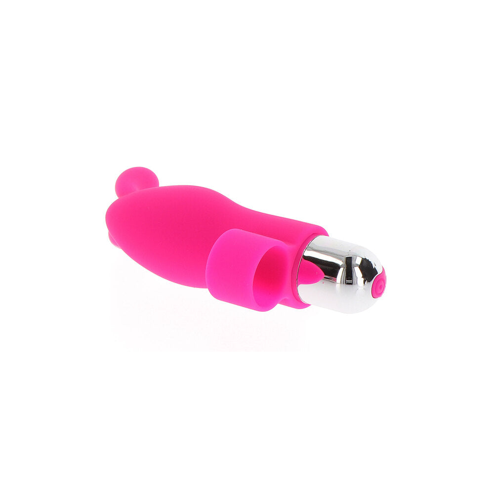 ToyJoy Bunny Pleaser Rechargeable Finger Vibe | Angle | "ergonomic design features - angle view"
