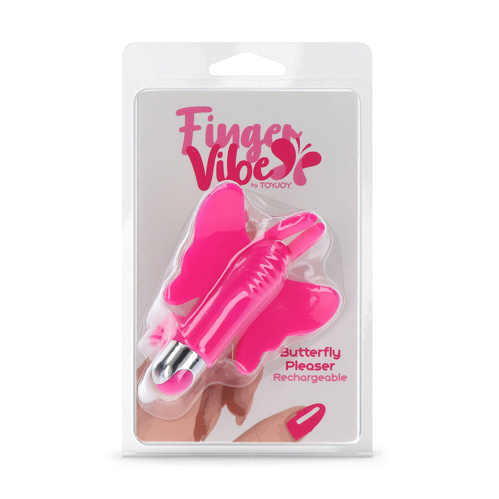ToyJoy Butterfly Pleaser Rechargeable Finger Vibe | Angle | "premium wing design - angle view"