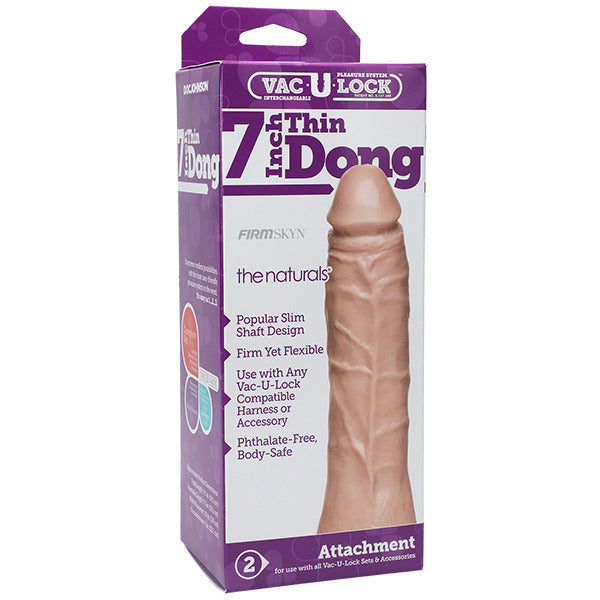 VacULock Thin 7 Inch Natural Dong Attachment|Side View|"secure fit - side view"