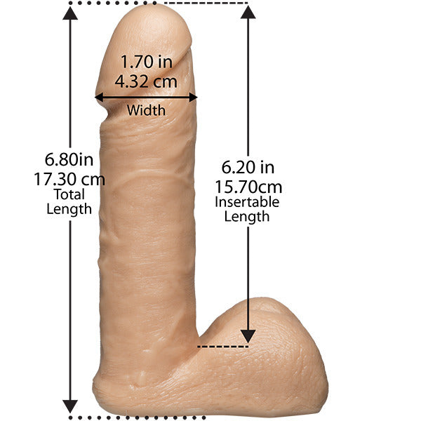 VacULock 6 Inch Realistic Dildo Attachment|Side View|"attachment detail - side view"