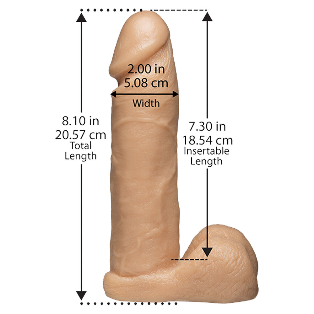 VacULock 8 Inch Realistic Cock Attachment Flesh Pink|Side View|"realistic detail - side view"