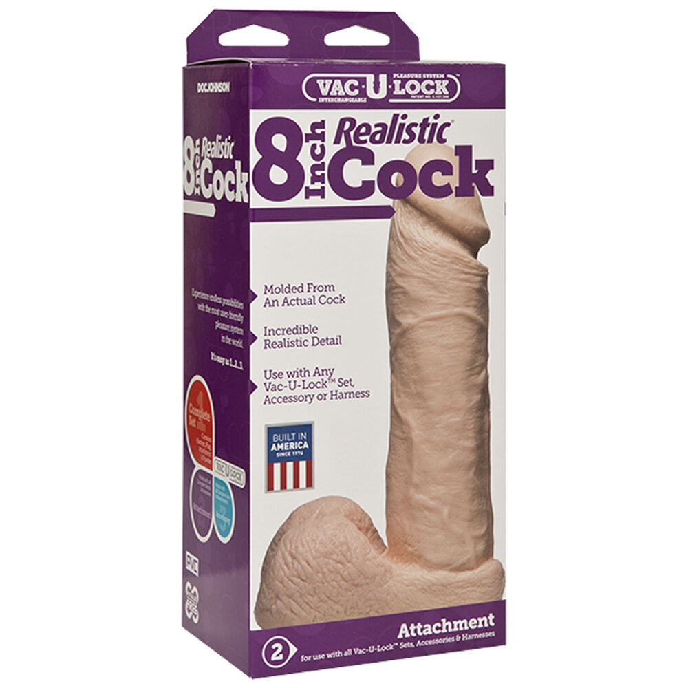 VacULock 8 Inch Realistic Cock Attachment Flesh Pink|Back View|"quality build - back view"