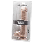 ToyJoy Get Real 11 Inch Dong With Balls Flesh Pink|Side View|"texture detail - side view"