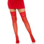 Leg Avenue Stay Up Sheer Thigh Hold Ups Red UK 6 to 12|Back View|"red thigh hold ups - back view"