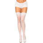 Leg Avenue Stay Up Sheer Thigh Hold Ups White UK 6 to 12|Front View|"white thigh hold ups - front view"