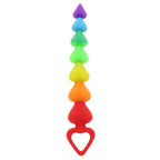 ToyJoy Rainbow Heart Anal Beads|Front View|"rainbow heart beads-front view"|