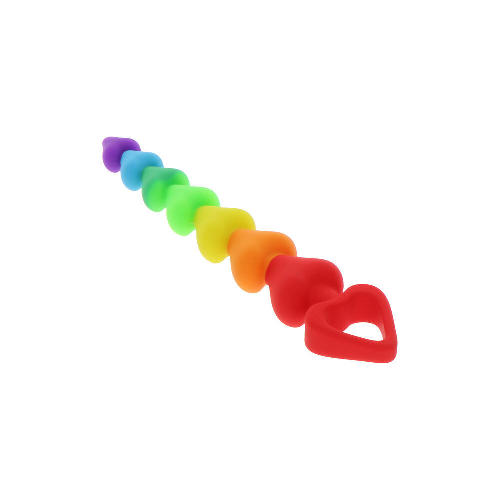 ToyJoy Rainbow Heart Anal Beads|Side View|"heart beads design-side view"|
