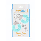 ToyJoy Furry Fun Wrist Cuffs Aqua|Side View|"cuff details-side view"|