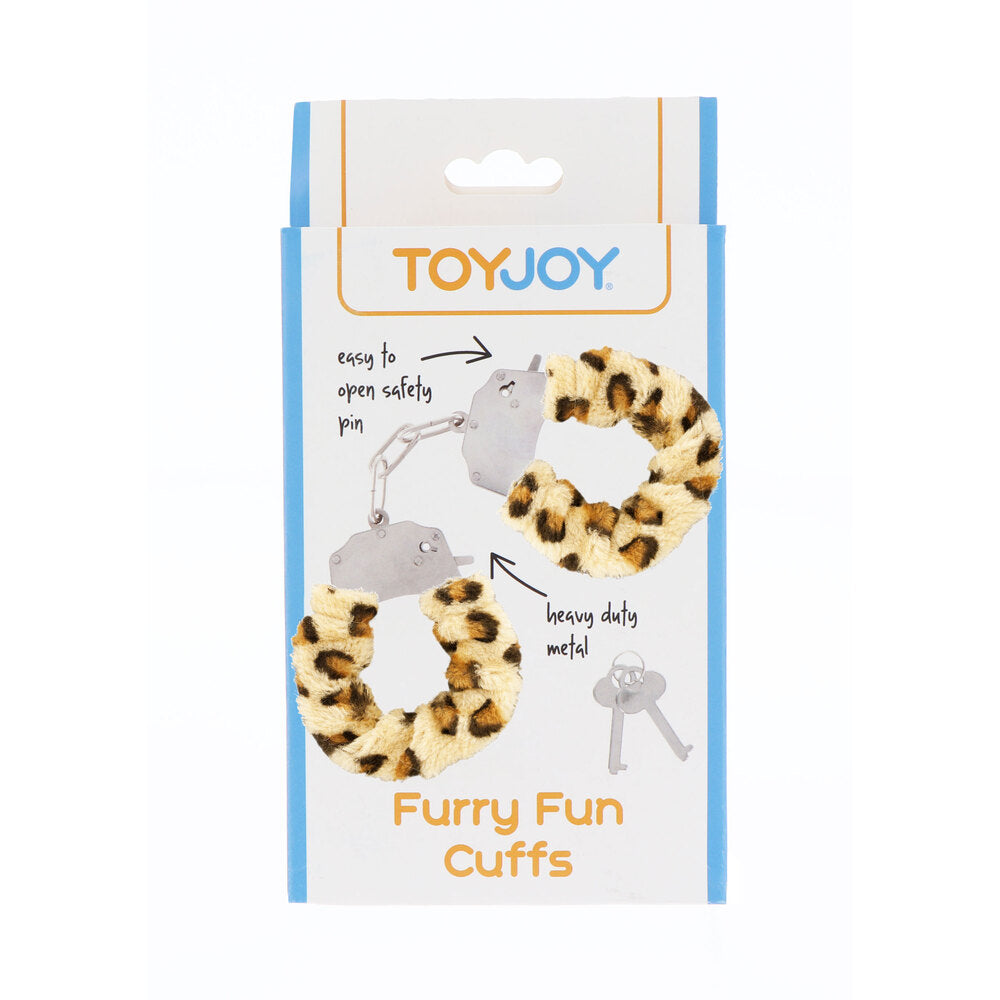 ToyJoy Furry Fun Wrist Cuffs Leopard|Side View|"print details-side view"|