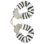 ToyJoy Furry Fun Wrist Cuffs Zebra|Front View|"furry cuffs-front view"|