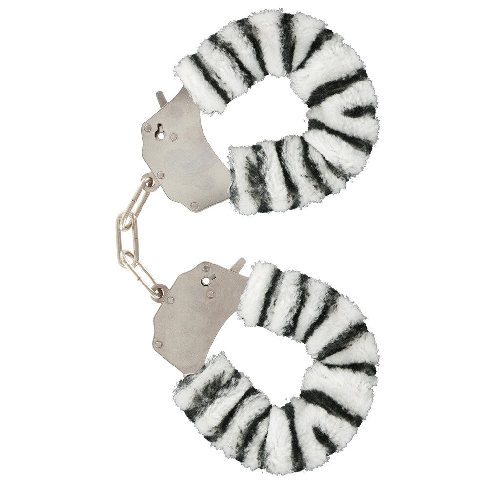 ToyJoy Furry Fun Wrist Cuffs Zebra|Front View|"furry cuffs-front view"|