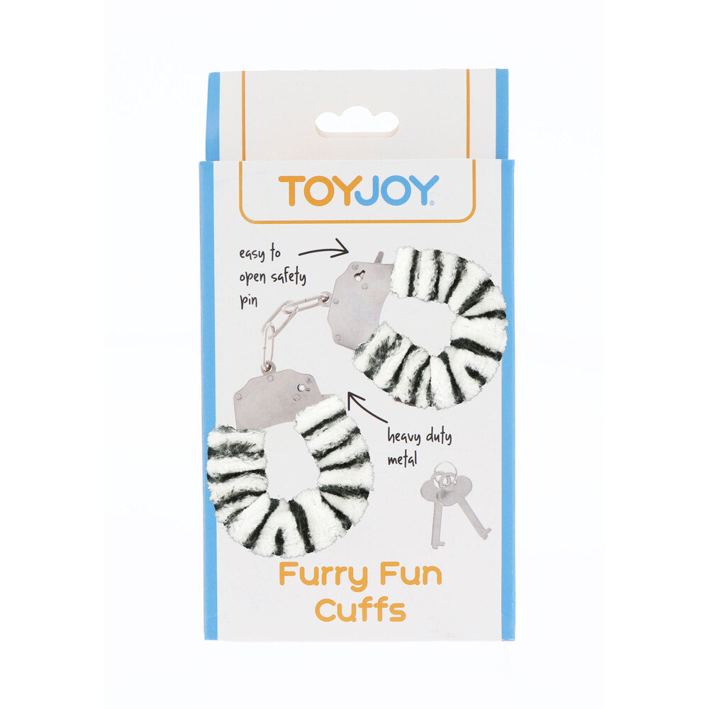 ToyJoy Furry Fun Wrist Cuffs Zebra|Side View|"print details-side view"|