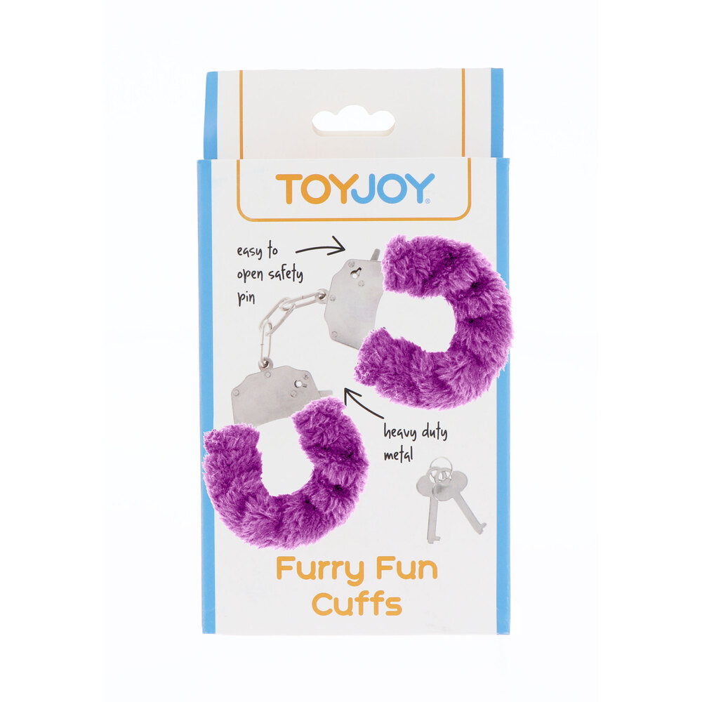 ToyJoy Furry Fun Wrist Cuffs Purple|Side View|"cuff details-side view"|