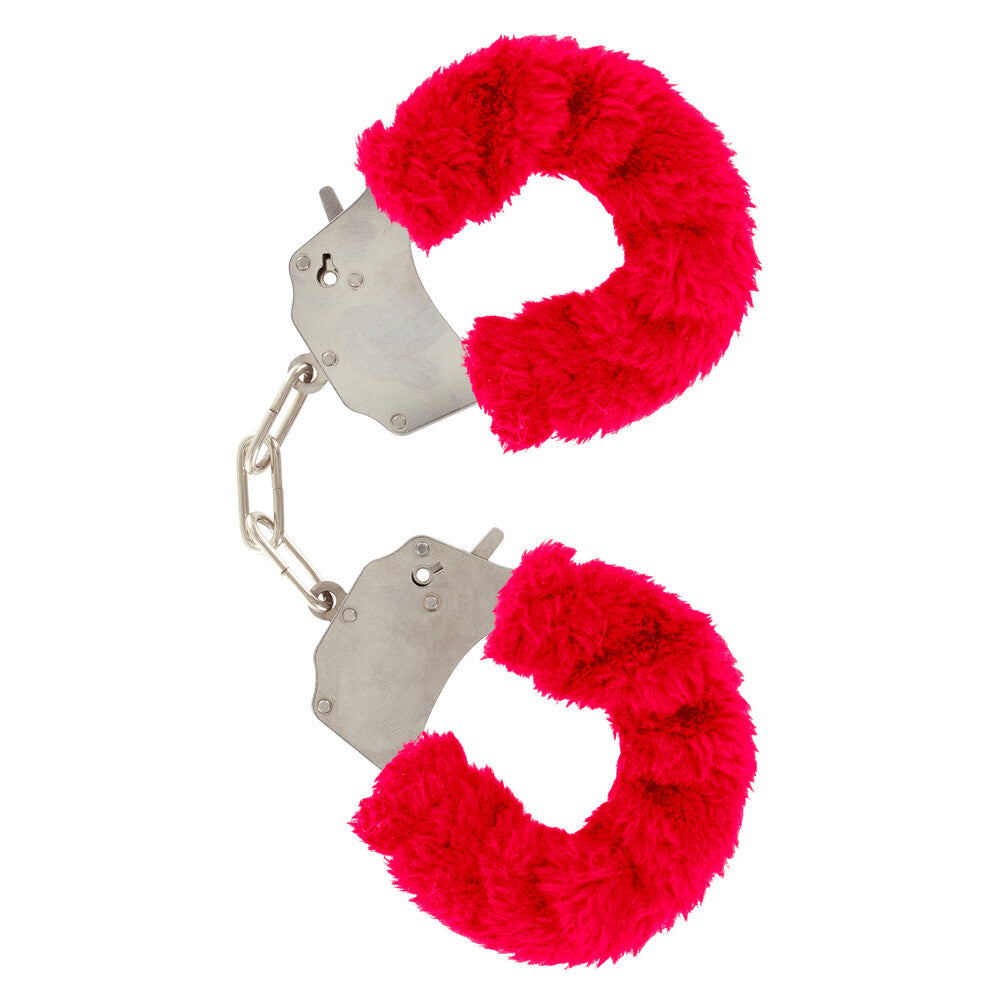 ToyJoy Furry Fun Wrist Cuffs Red|Front View|"furry cuffs-front view"|