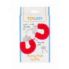 ToyJoy Furry Fun Wrist Cuffs Red|Side View|"cuff details-side view"|