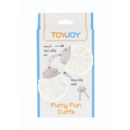 ToyJoy Furry Fun Wrist Cuffs White|Side View|"cuff details-side view"|