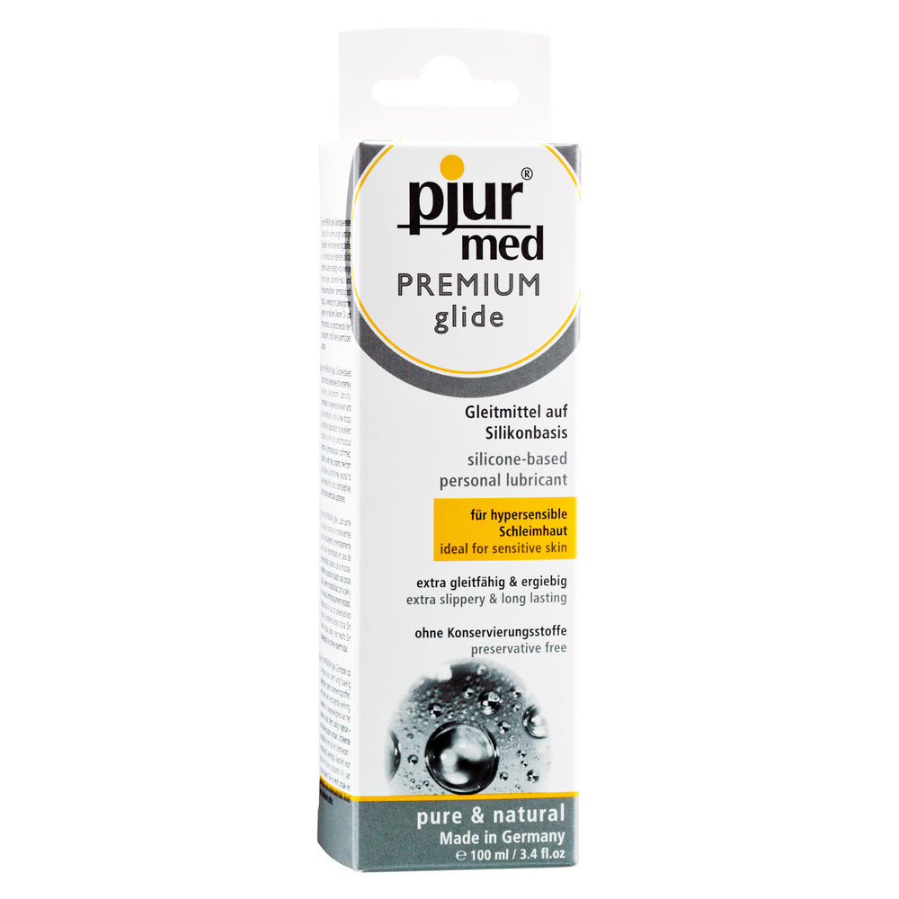 Pjur Med Premium Glide Intimate Personal Lubricant 100ml|Side View|"bottle detail-side view adult toys direct"|
