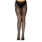 Leg Avenue Suspender Tight in Duchess Lace UK 6 to 12|Front View|"duchess lace suspender tights - front view"