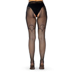 Leg Avenue Suspender Tight in Duchess Lace UK 6 to 12|Side View|"duchess lace suspender tights - side view"